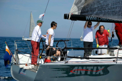 Antix (Peter O'Leary at the Helm) leading boat in the 2013 Dun Laoghaire to Dingle Yacht race which started to day from the National Yacht Club Dun Laoghaire © Michael Chester 087 8072295 No Reproduction Fee