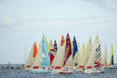 A colourfull spectical in Dun Laoghaire as all the boats line up for the start of the Third Leg of La Solitaire Du Figaro race   -  Sunday 14th  August 2011 © Michael Chester No Reproduction fee