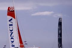 The MOD70 Trimarans inshore race to day Sunday in Scotsmans bay Dun Laoghaire - before they headed off to Portugal (Cascias) on their next leg © Michael Chester National Yacht Club - No reproduction fee
