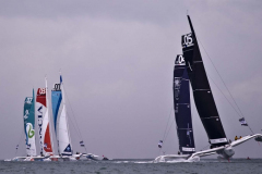 The MOD70 Trimarans inshore race to day Sunday in Scotsmans bay Dun Laoghaire - before they headed off to Portugal on their next leg © Michael Chester National Yacht Club - No reproduction fee