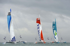 The MOD70 Trimarans inshore race to day Sunday in Scotsmans bay Dun Laoghaire THREE a brest - before they headed off to Portugal on their next leg © Michael Chester National Yacht Club - No reproduction fee
